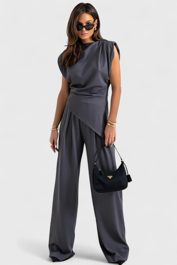 SOFIA SET | ASYMMETRICAL DESIGN WITH DRAPED SHOULDERS