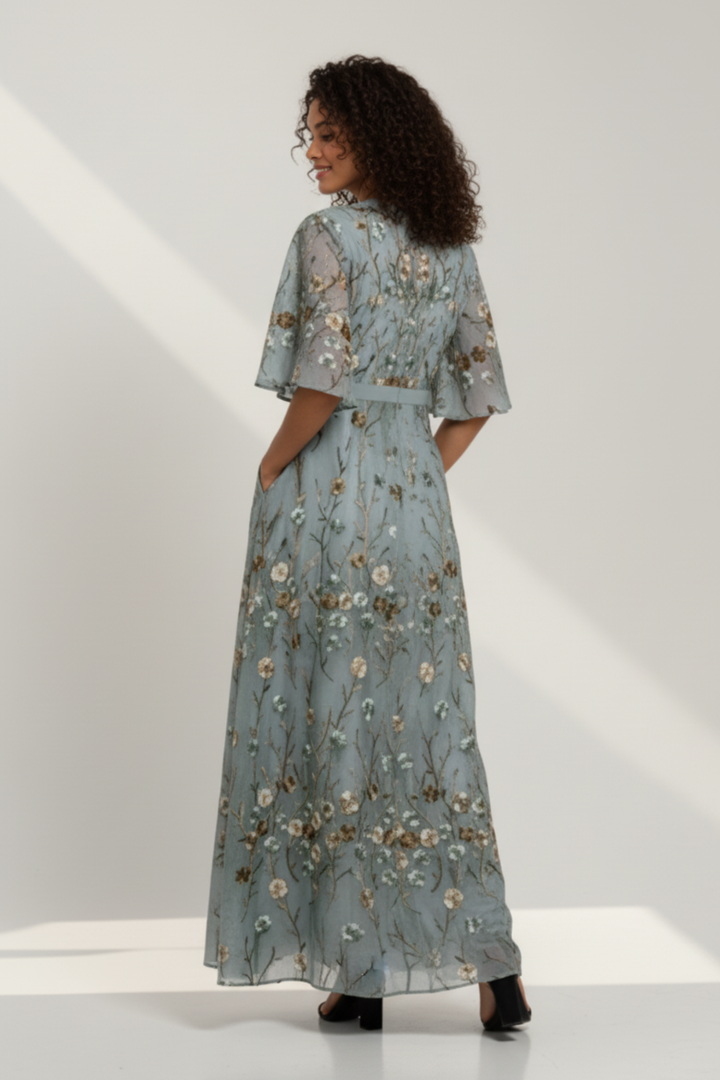 GRACE | ELEGANT V-NECK BELTED BOHO DRESS