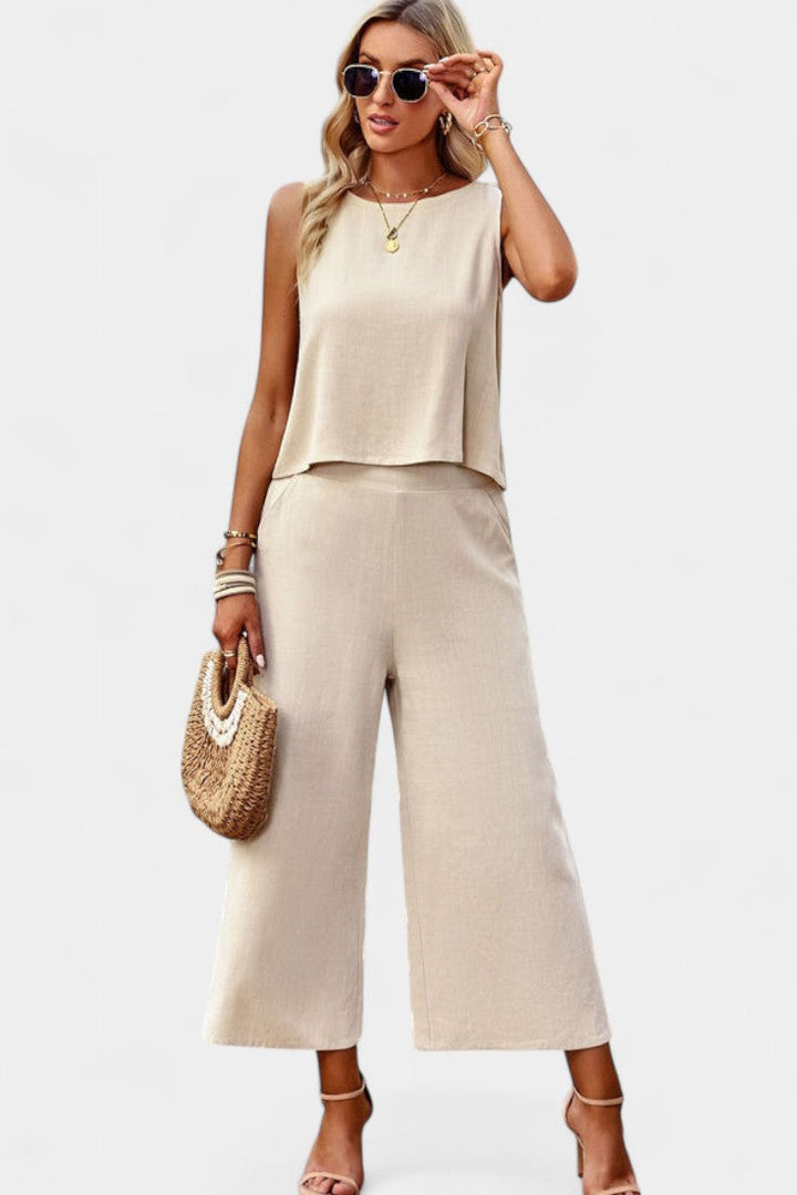 LAVINIA SET | BOHO FLOWY TOP & SHORTS IN LINEN AND COTTON