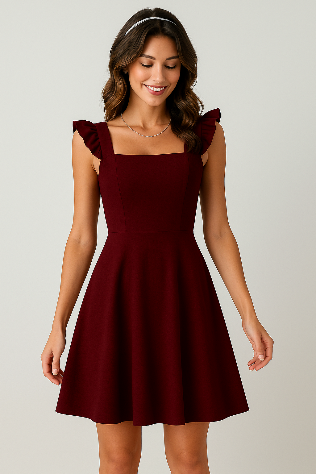 LIV | WOMEN’S FIT & FLARE MINI DRESS WITH RUFFLED STRAPS