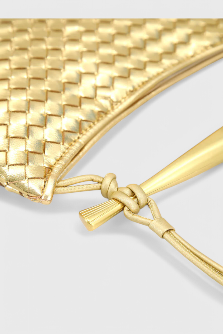 GERDA | WOVEN BAG WITH GOLDEN HANDLE