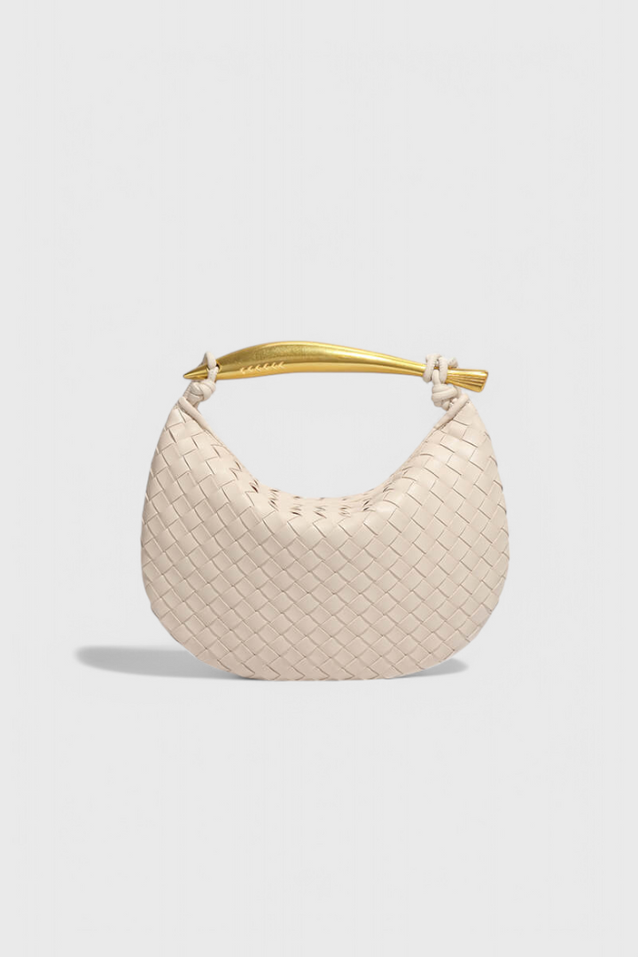 GERDA | WOVEN BAG WITH GOLDEN HANDLE