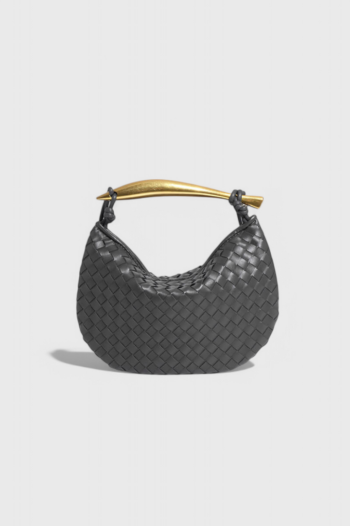 GERDA | WOVEN BAG WITH GOLDEN HANDLE
