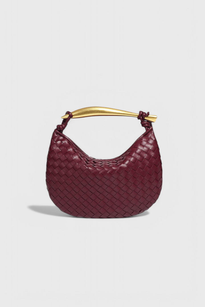 GERDA | WOVEN BAG WITH GOLDEN HANDLE