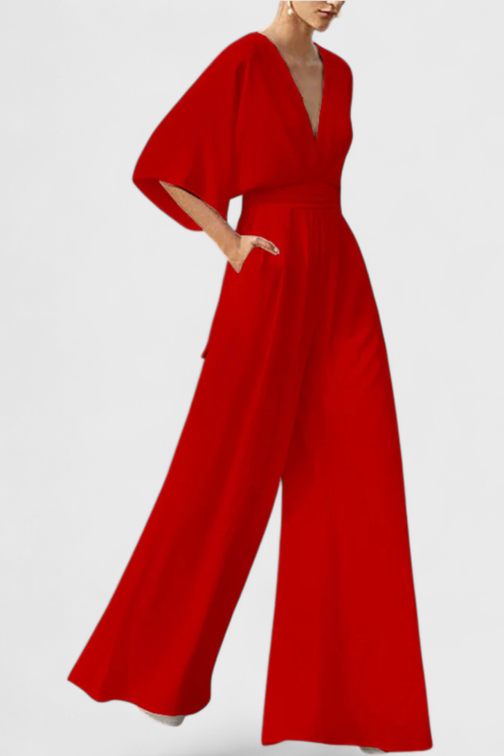 ISAURA JUMPSUIT | ELEGANT WIDE-LEG WITH V-NECKLINE