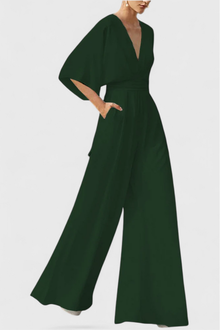 ISAURA JUMPSUIT | ELEGANT WIDE-LEG WITH V-NECKLINE