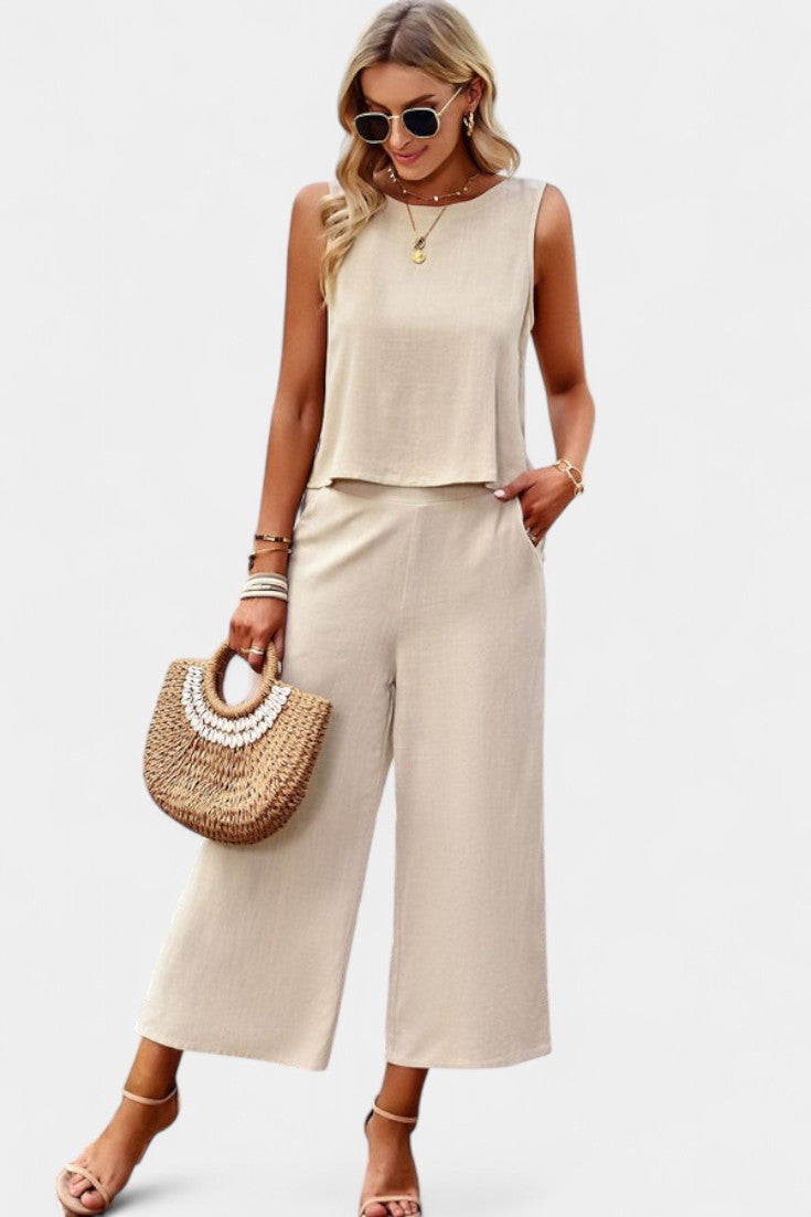 LAVINIA SET | BOHO FLOWY TOP & SHORTS IN LINEN AND COTTON