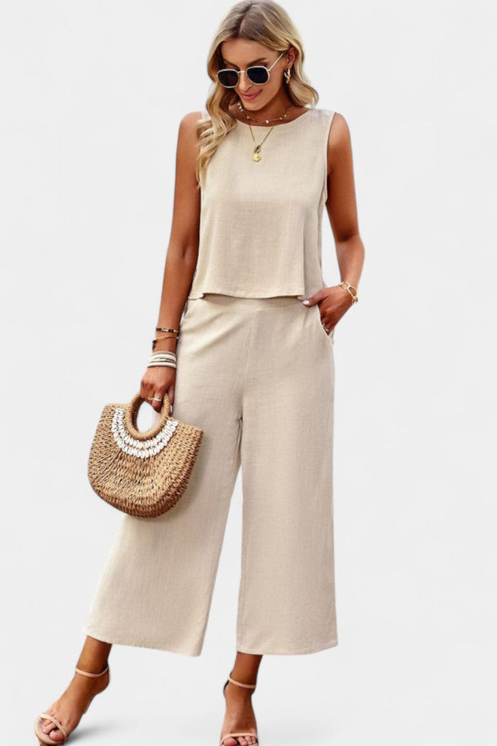 LAVINIA SET | BOHO FLOWY TOP & SHORTS IN LINEN AND COTTON