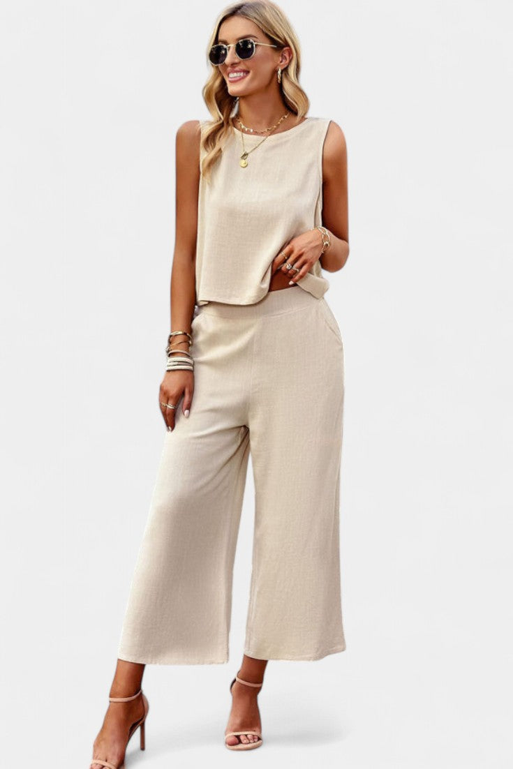 LAVINIA SET | BOHO FLOWY TOP & SHORTS IN LINEN AND COTTON