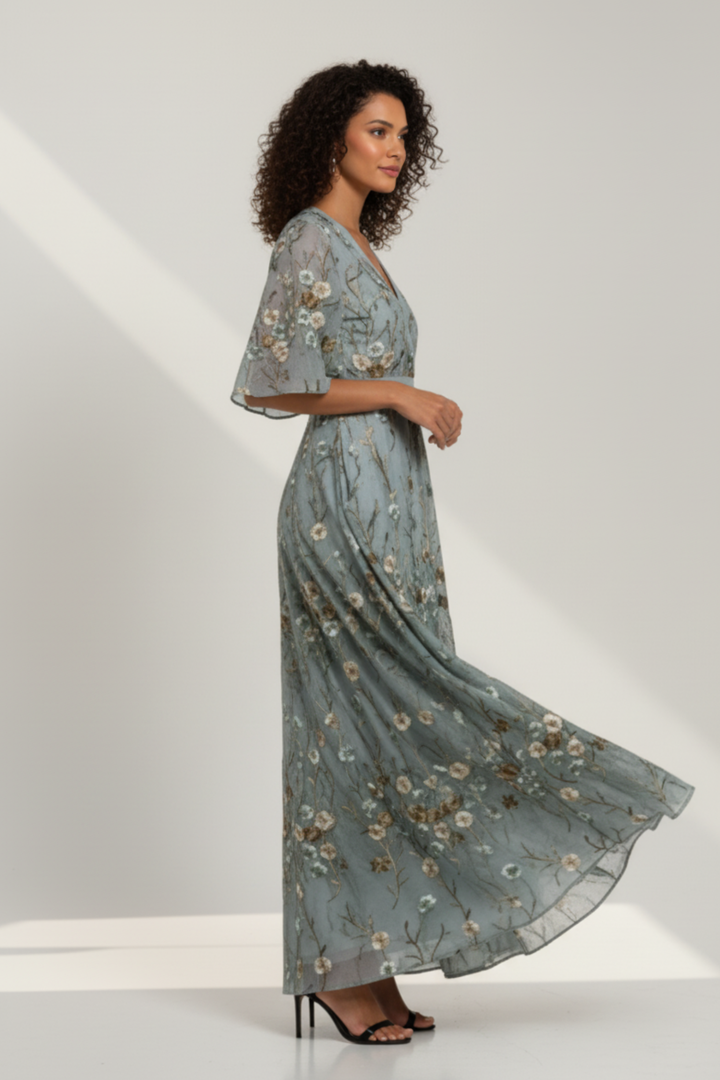 GRACE | ELEGANT V-NECK BELTED BOHO DRESS