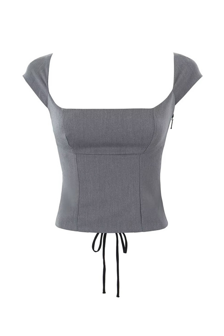 OLIVIA | GREY CORSET MINI DRESS WITH LACE BACK