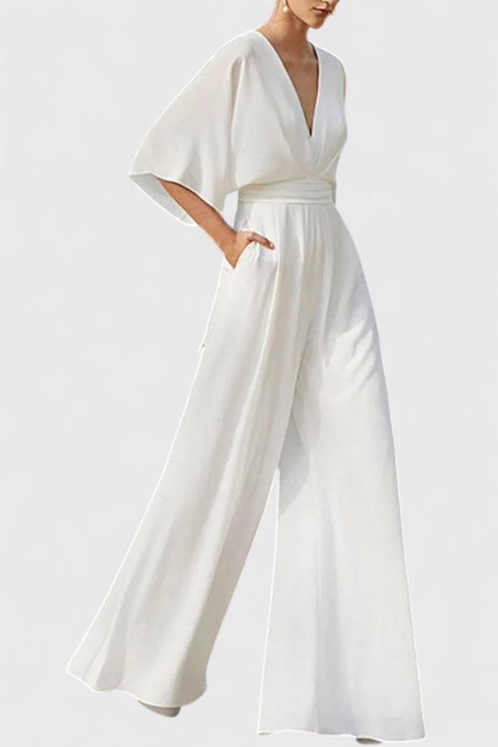 ISAURA JUMPSUIT | ELEGANT WIDE-LEG WITH V-NECKLINE