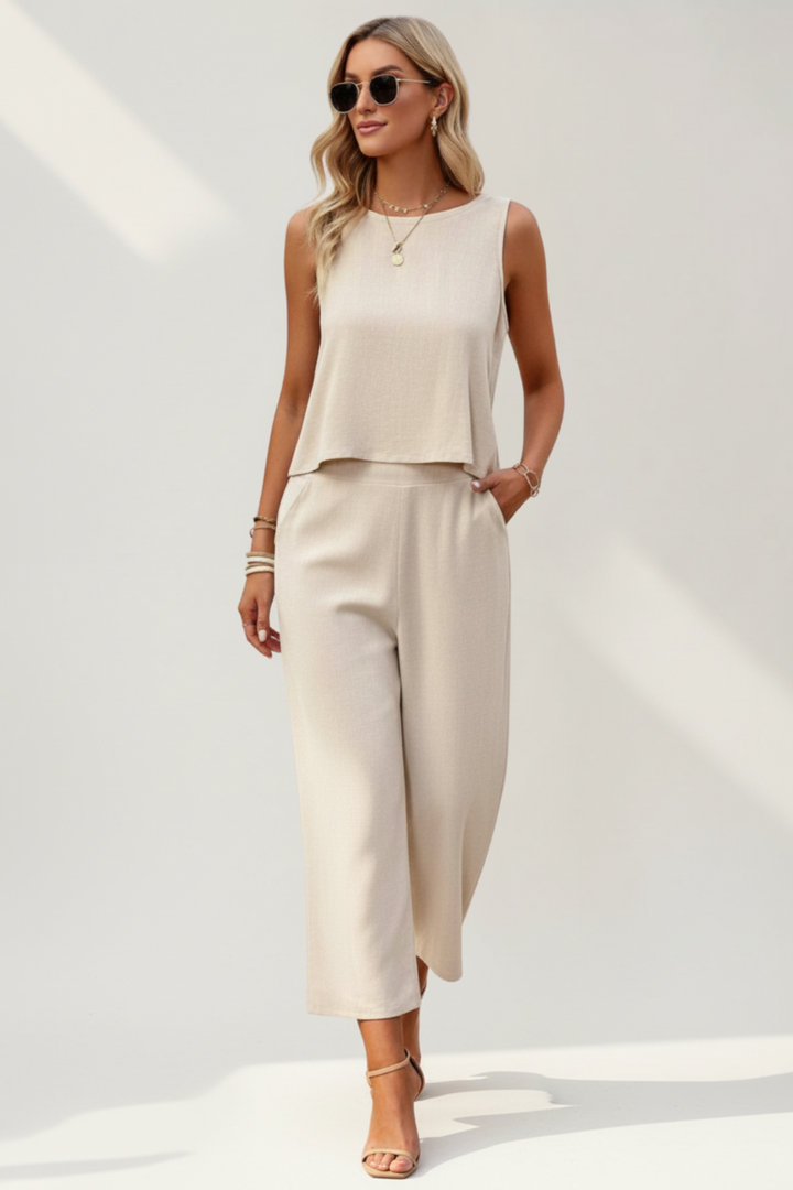 LAVINIA SET | BOHO FLOWY TOP & SHORTS IN LINEN AND COTTON