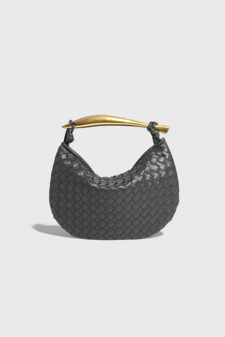 GERDA | WOVEN BAG WITH GOLDEN HANDLE