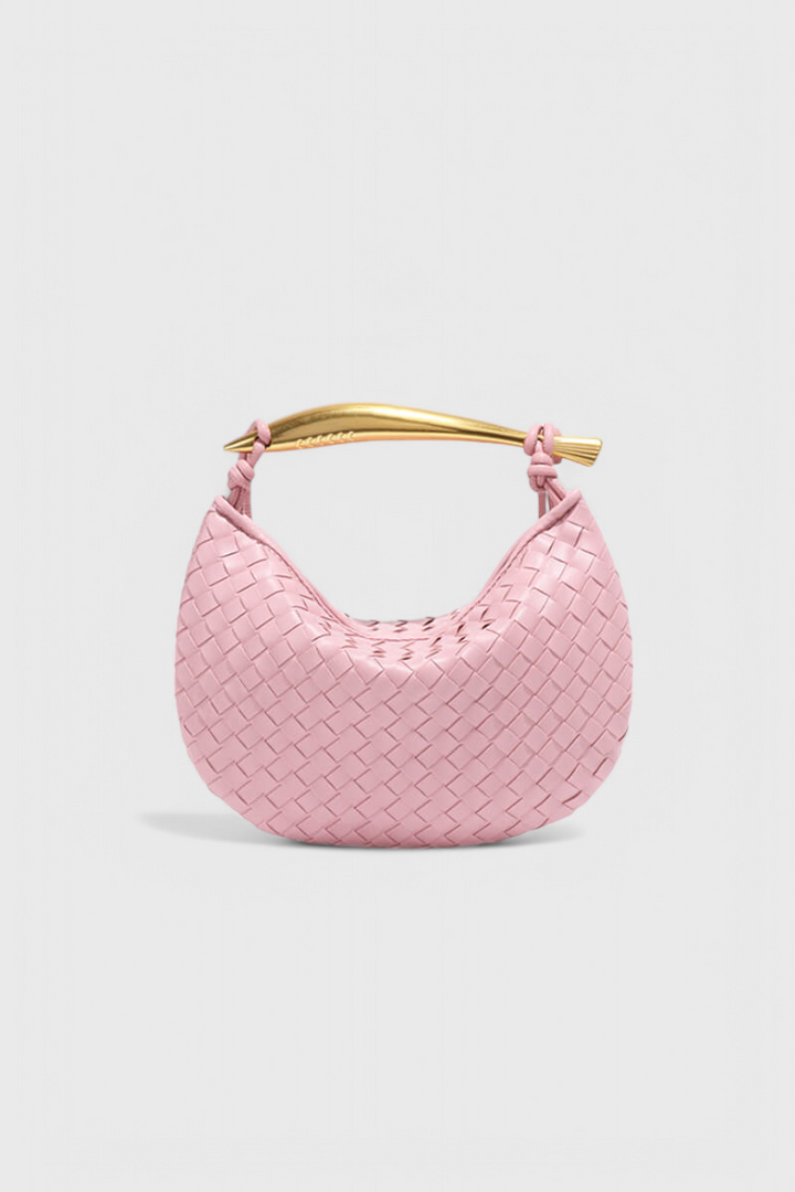 GERDA | WOVEN BAG WITH GOLDEN HANDLE