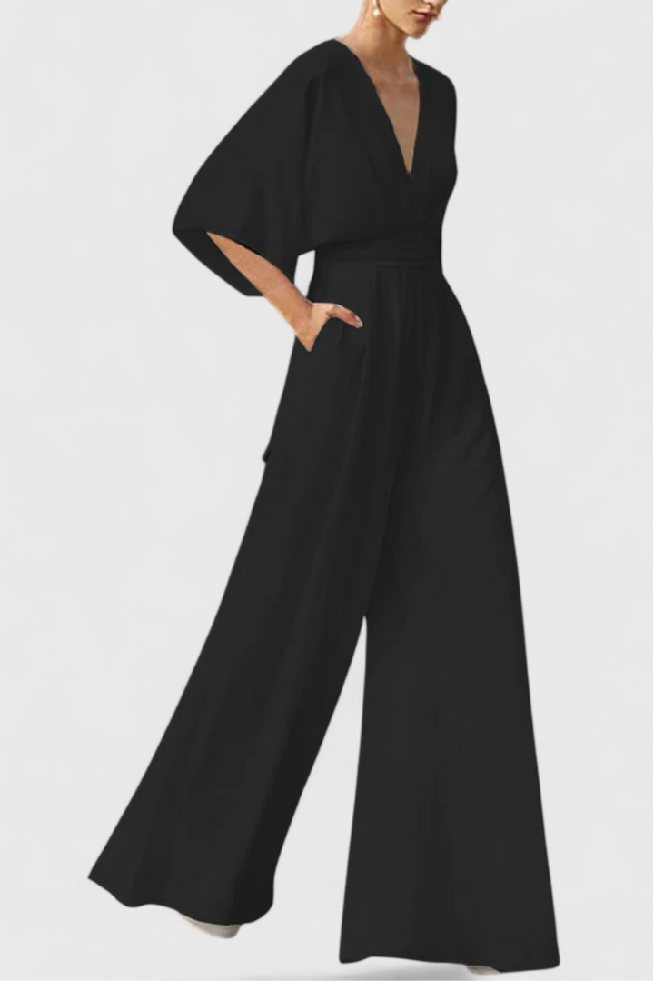 ISAURA JUMPSUIT | ELEGANT WIDE-LEG WITH V-NECKLINE