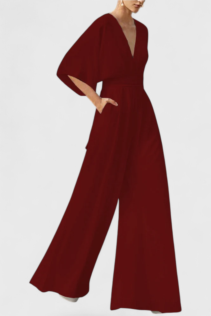 ISAURA JUMPSUIT | ELEGANT WIDE-LEG WITH V-NECKLINE