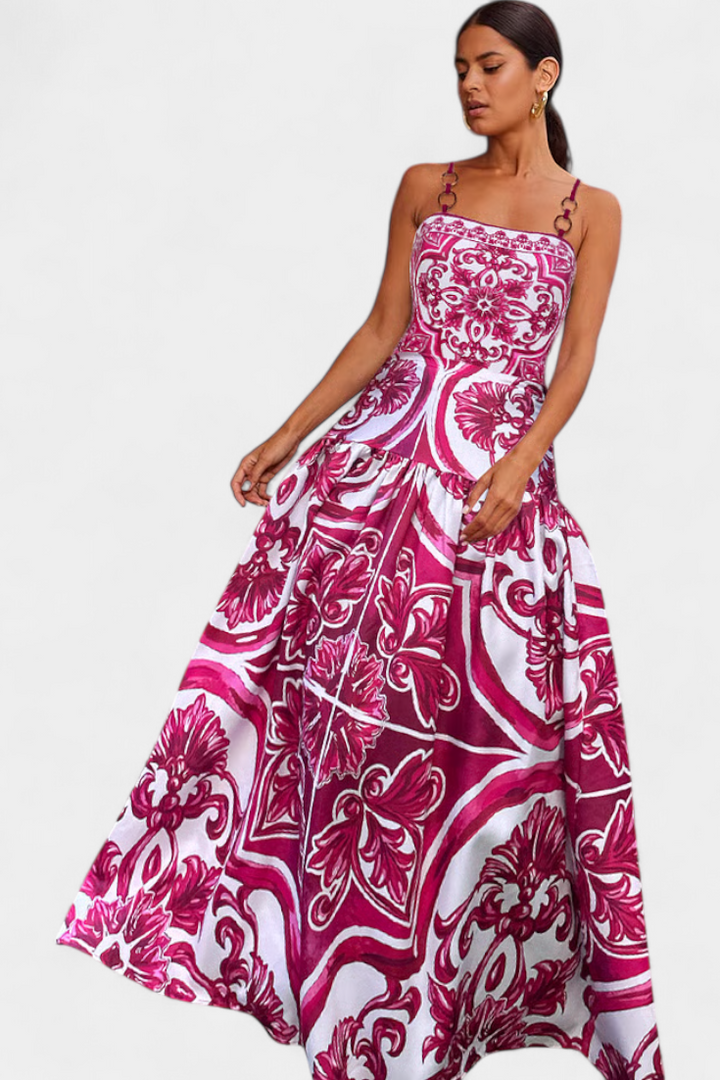 BELLA | PRINTED SWIMSUIT SET WITH STRAPPY DRESS