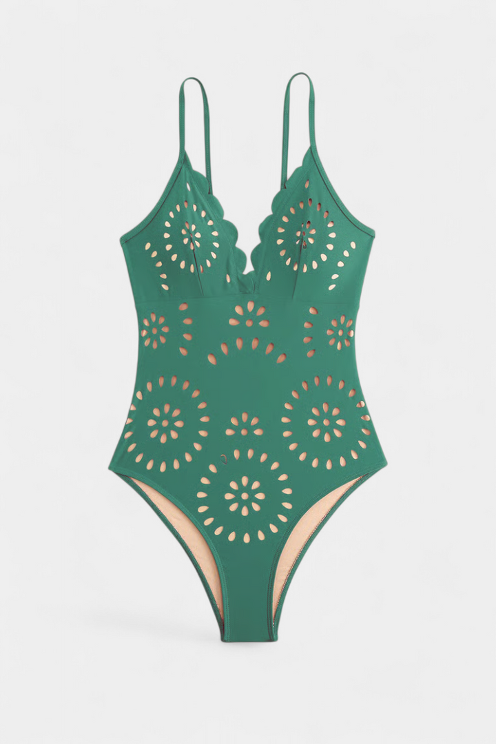 ISABELLA | SWIMSUIT WITH SKIRT AND CUTOUT FLORAL DETAIL